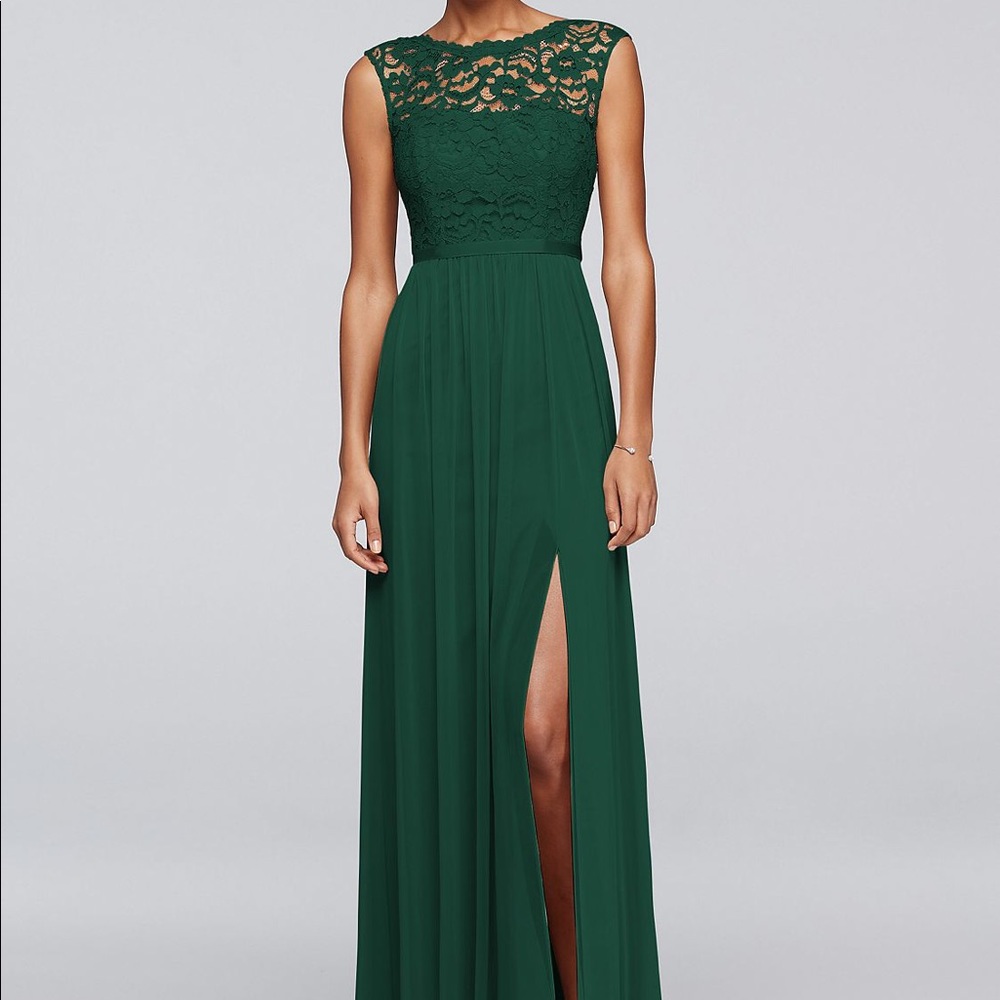 Long Bridesmaid Dress with Lace Bodice